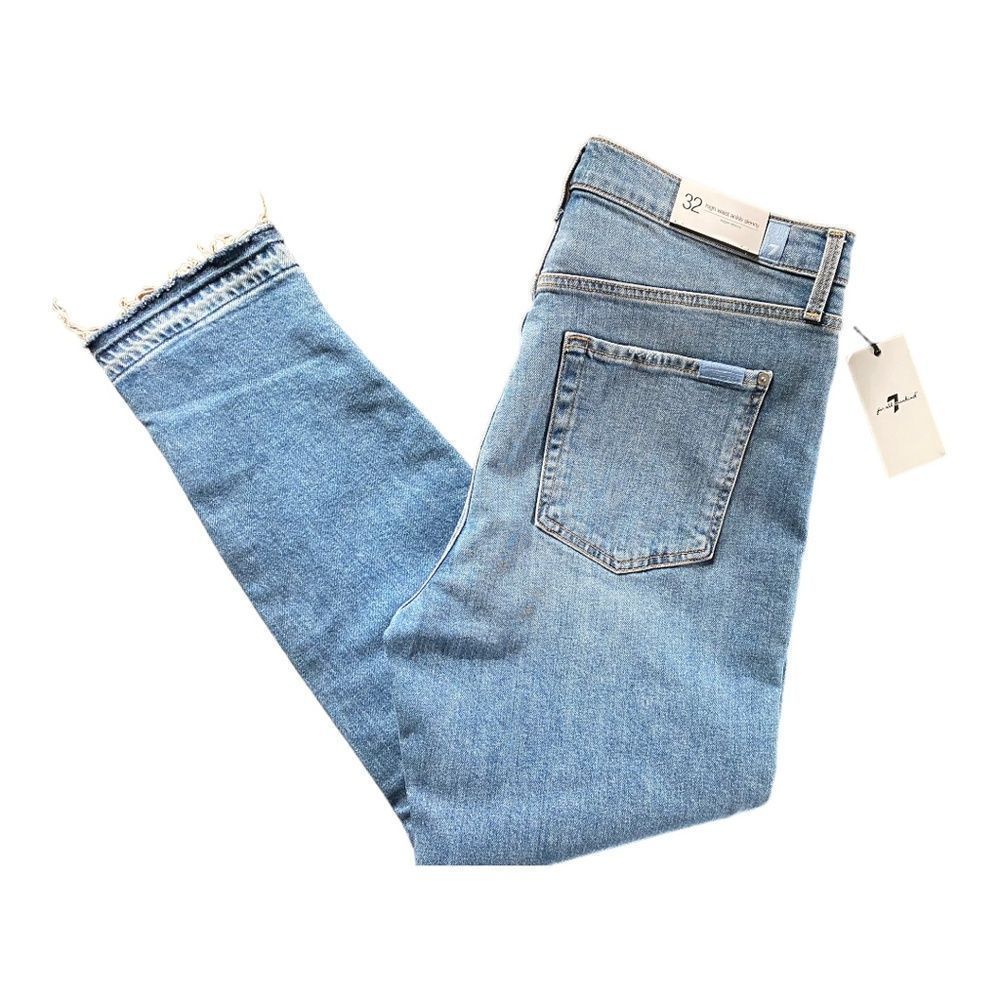 7 For All Mankind Women's Blue Step Hem Crop Denim Skinny Jeans Size 32 NWT - Picture 4 of 15